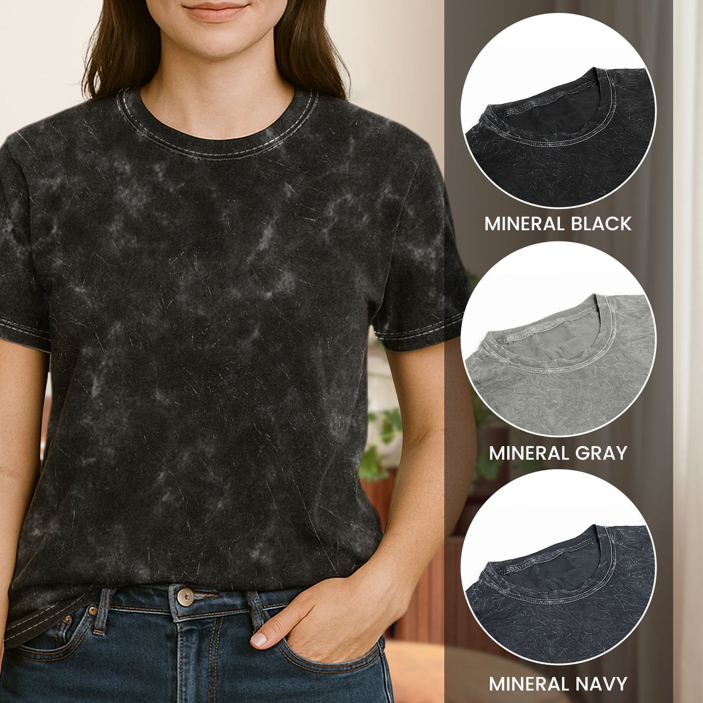 Grandma Of Little Monsters - Personalized Photo Acid Wash T‑Shirt
